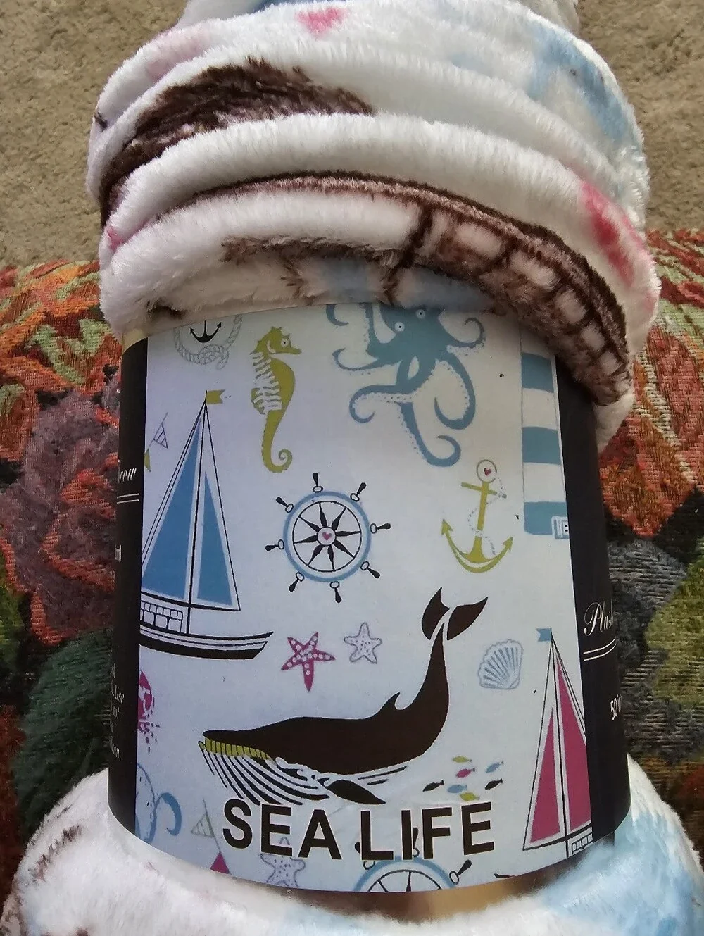 Sea Life Plush Throw Blanket - White Multi  50